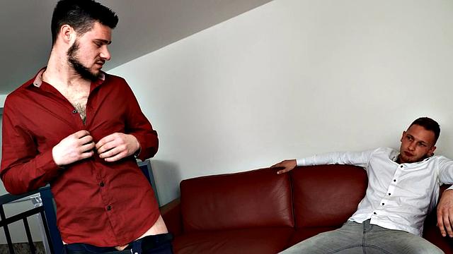 Seduced gay fucked by nice cock in wet pussy hole