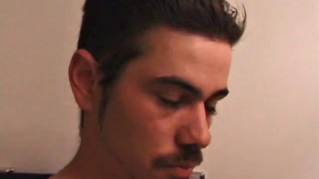 Marcus makes a manly impression as he slips away to the bathroom with his laptop to catch a little private time. He gets really into the porn he's watching and strips off his red boxers.