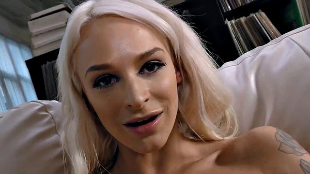 POV skinny BJ babe talks dirty while sucks stiff hard dick