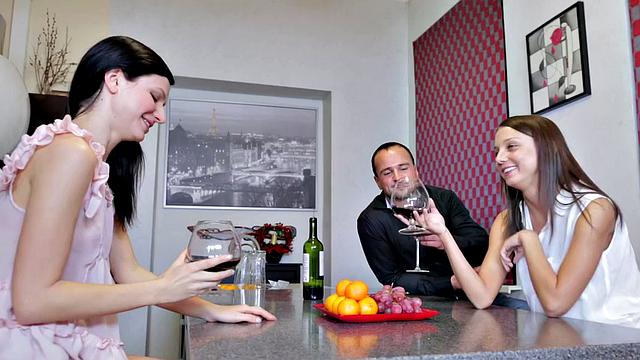 Sweet girls share one big dick in ffm porn action