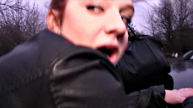 Ginger Fucked in a Car with Natural Tits & Work Fantasy