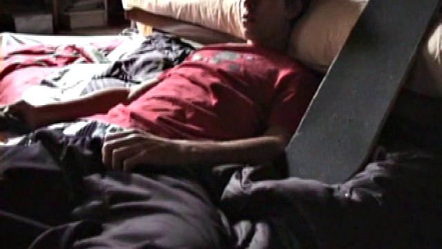 Jayden Parks his skateboard and lies down in front of the camera to begin his jerk off. Getting to his favorite spot, he begins rubbing himself, before releasing his hard dick.