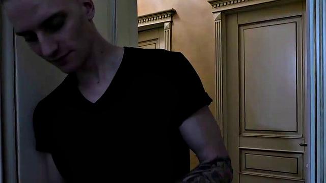 Russian teen with brown hair masturbates in reverse cowgirl position with stepbro's help