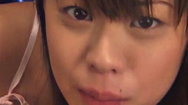 Watch this Japanese teen in lingerie give a POV handjob & blow a big load