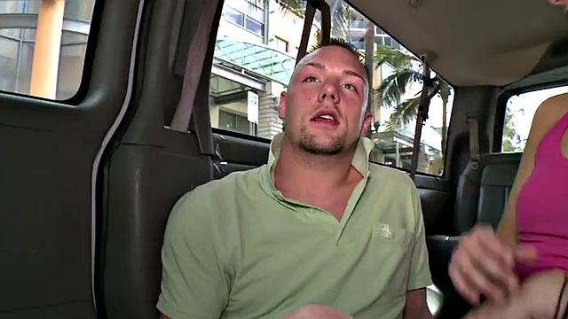 Tricked handsome stud cums on chest in bus