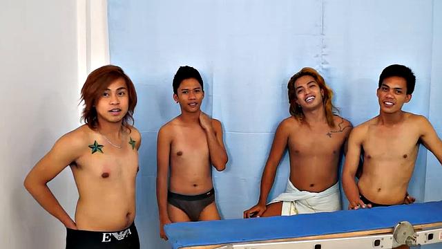 Idol: 18 year old Asian boy cutie tied down, tickled by other Asian cuties