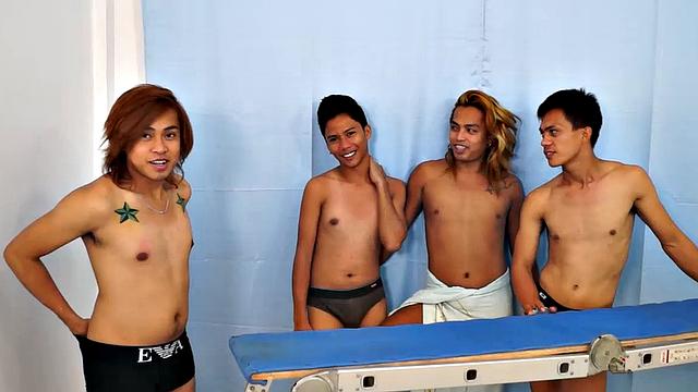 Idol: 18 year old Asian boy cutie tied down, tickled by other Asian cuties