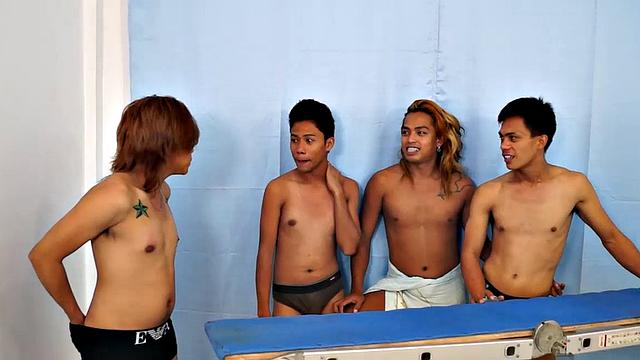 Idol: 18 year old Asian boy cutie tied down, tickled by other Asian cuties