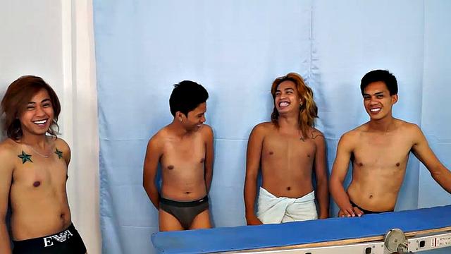 Idol: 18 year old Asian boy cutie tied down, tickled by other Asian cuties