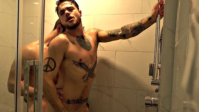 FTM amateur stud fucked under shower in bathroom