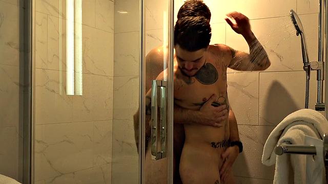 FTM amateur stud fucked under shower in bathroom