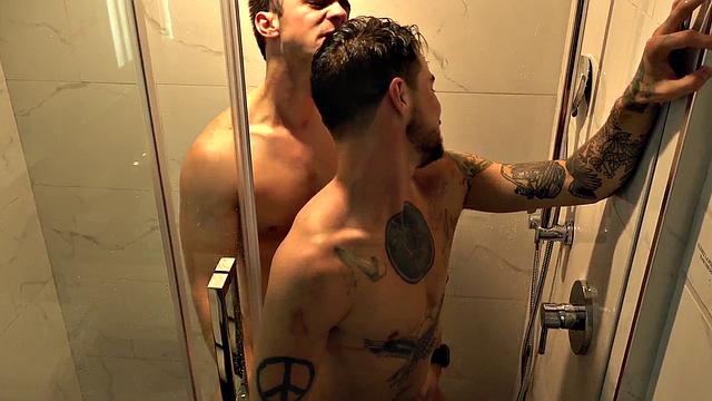 FTM amateur stud fucked under shower in bathroom