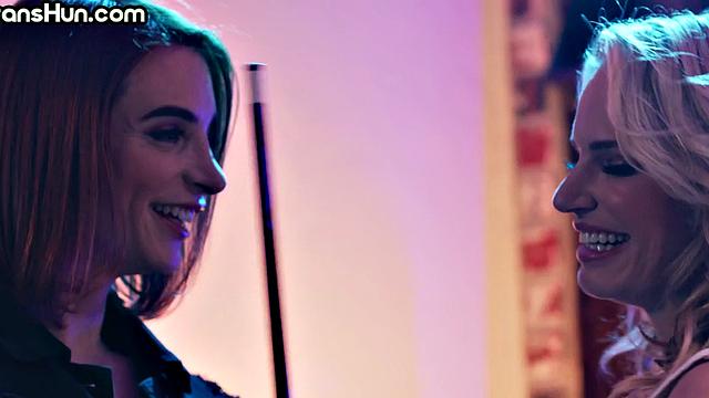 Trans tattooed hun pussyfuck busty MILF on pool table