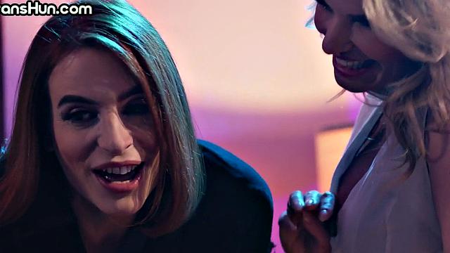 Trans tattooed hun pussyfuck busty MILF on pool table