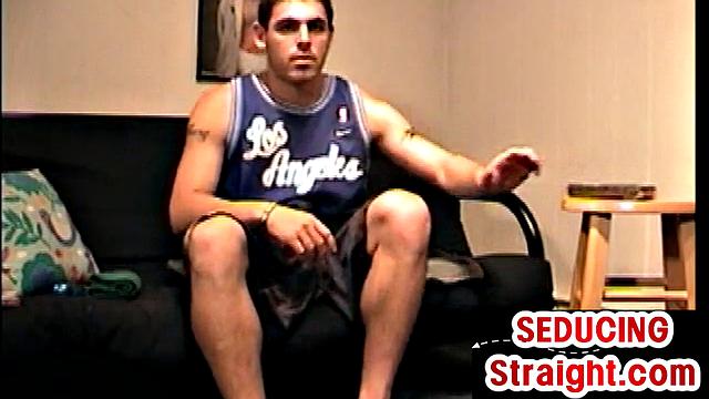 Solo stud 1st time wanks his big cock on camera