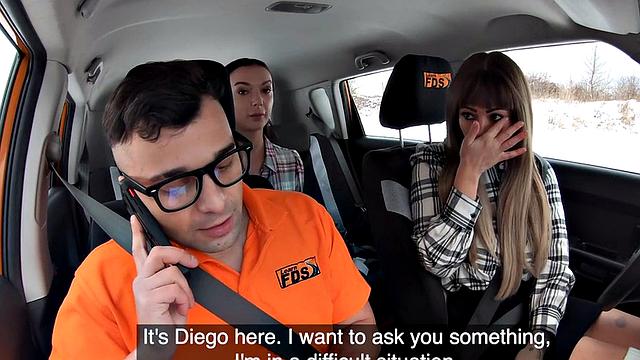 толстозадые студентки сначала сосут, потом ебутся втроём в тачке