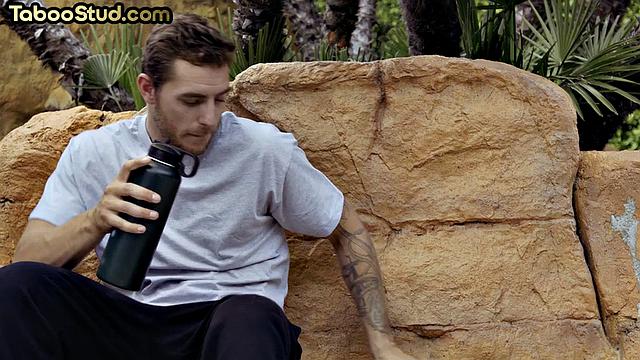 Horny stud assfucked by muscled DILF