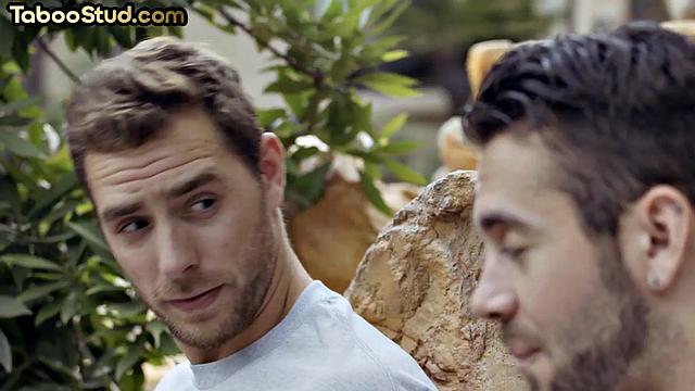 Horny stud assfucked by muscled DILF