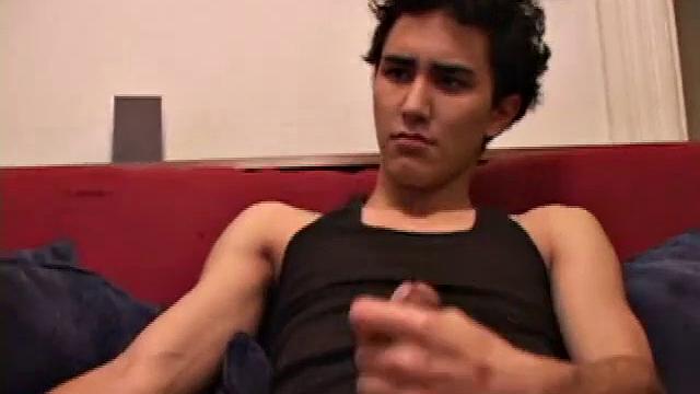 Emilio strokes his cock solo and ends up with a sticky handful-guess he really means business