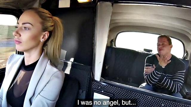 Hugetits cabbie pounded from behind after blowjob