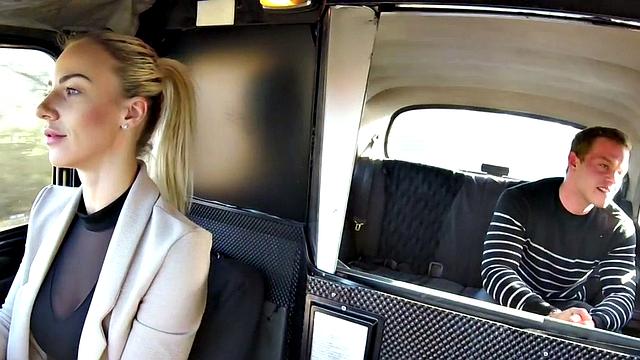 Hugetits cabbie pounded from behind after blowjob