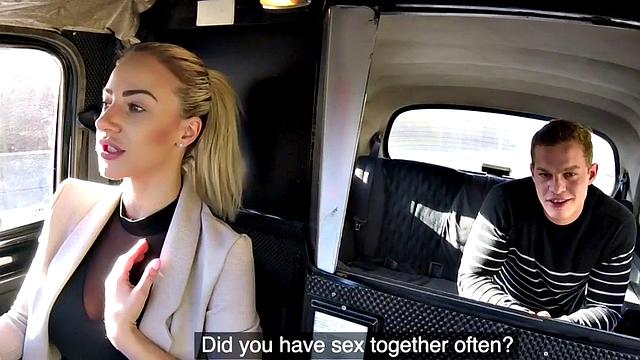 Hugetits cabbie pounded from behind after blowjob