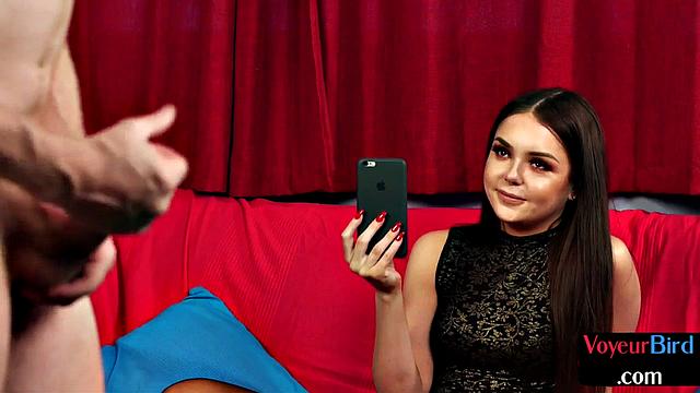 Cheeky MILF voyeur teasing lad