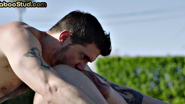 Outdoor kinky stud rims and barebacks stepbrother at pool