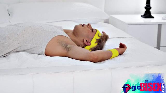 Stunning muscled bae riding 2 guys