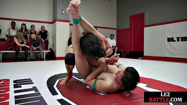 Muscular wrestling lesbians fingering