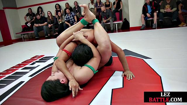 Muscular wrestling lesbians fingering