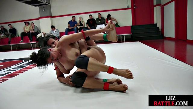 Muscular wrestling lesbians fingering