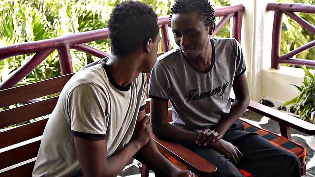 Skinny African twink riding his lover