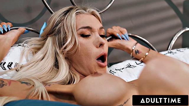 ADULT TIME - Caring Babe Ashley Lane Gifts Thong To Sexy Blonde Trans Roomie Aubrey Kate