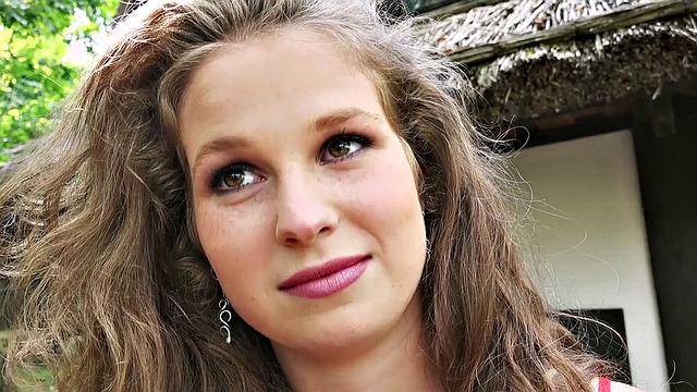 Blonde village babe with freckles gets nailed hard outdoors