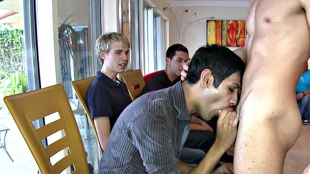 Seductive stripper spoils guests at wild private BJ party