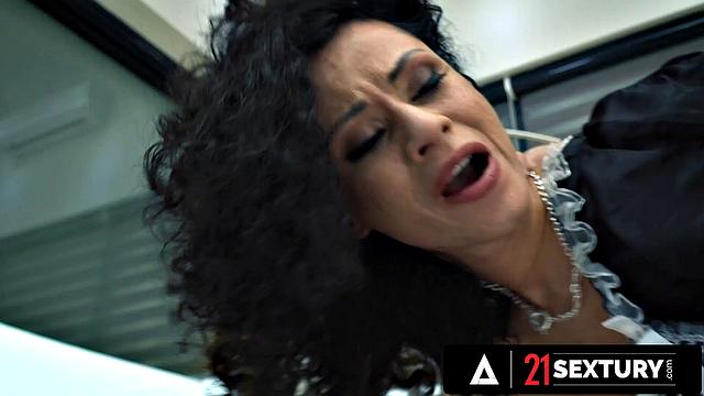 Hot Maid Stacy Bloom Gets Her Both Holes Plumbed During Hard DP