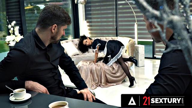 Hot Maid Stacy Bloom Gets Her Both Holes Plumbed During Hard DP