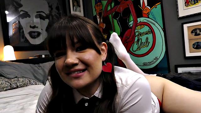 Deepthroat college babe POV sucks and talks dirty.