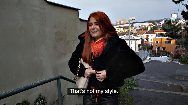 Amateur redhead babe fucked for money by stranger