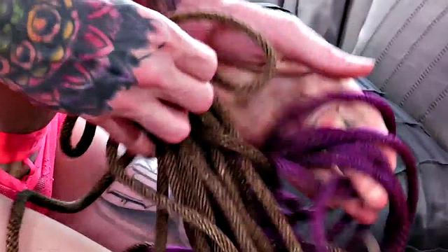 Inked transdom ravages busty bimbo