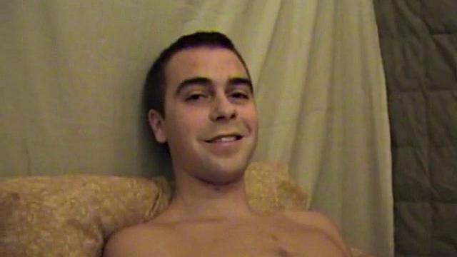 Young amateur Vincenzo takes advantage of some down time and watches a porn video. He strokes up a boner and after a jerk off session releases a high-flying cum shot.