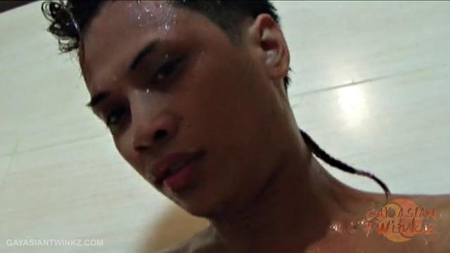 Asian Gilbert gets turned on when he knows others are watching him naked and jerking off in the shower.