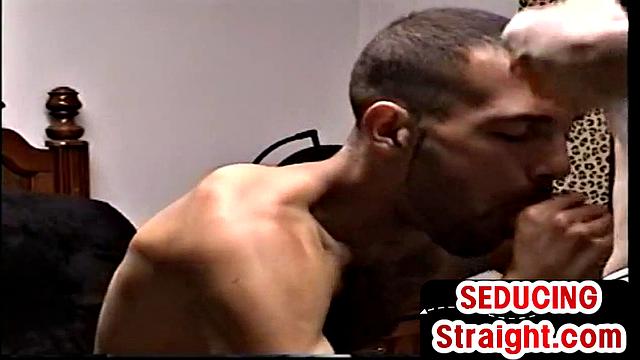 Hairy guy sucked by gaydaddy before jizzed over skinny butt