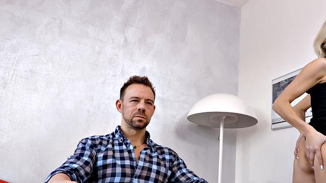 Skinny babe bouncing on BF dick