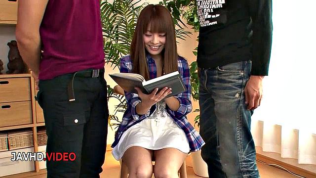 Seductive Japanese babe Anri Sonozaki hot passionate sex scene ends in intense creampie