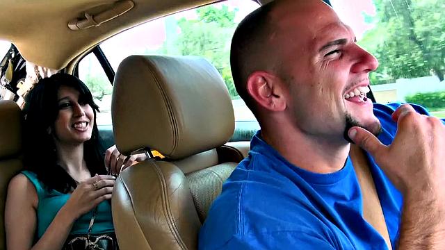 Brunette babe in thong gets a hardcore doggystyle pounding in living room