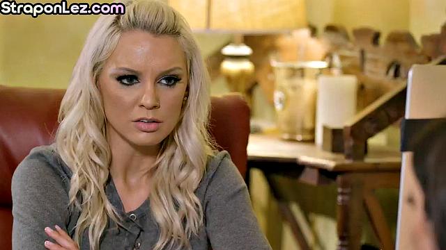 Lesbian office MILF fingering newbie