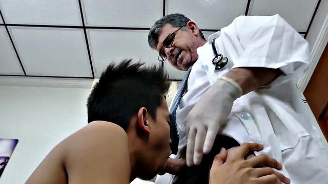 Slim Asian bred by medic after blowjob and feet tickled