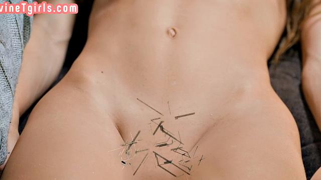 Divine busty TS doll gets bareback fucked